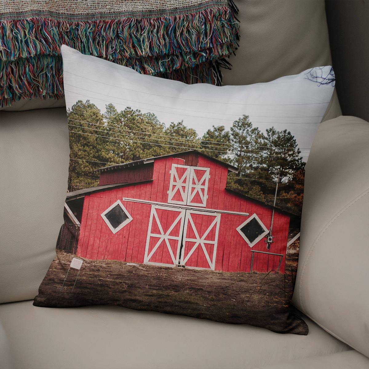 barn red throw pillows