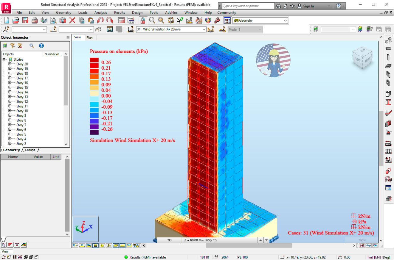 Autodesk Robot wind load simulation