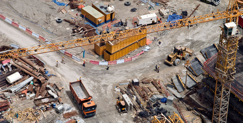 Print of an aerial view of a construction site