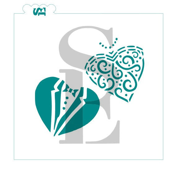 Bride and Groom Heart Busts Digital Design |