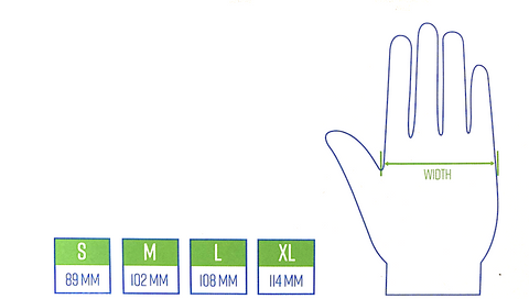 Surgiglove Nitrile examination glove size guide