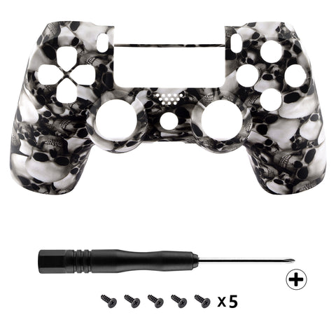 eXtremeRate Ghost Skull Soft Touch Grip Front Housing Shell Faceplate for PS4 Slim Pro Controller (CUH-ZCT2 JDM-040 JDM-050 JDM-055) - SP4FS07