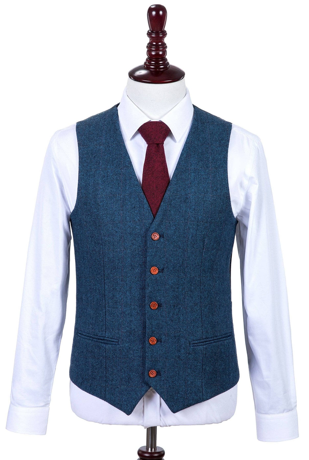 Blue Estate Herringbone Tweed Waistcoat – Empire Outlet