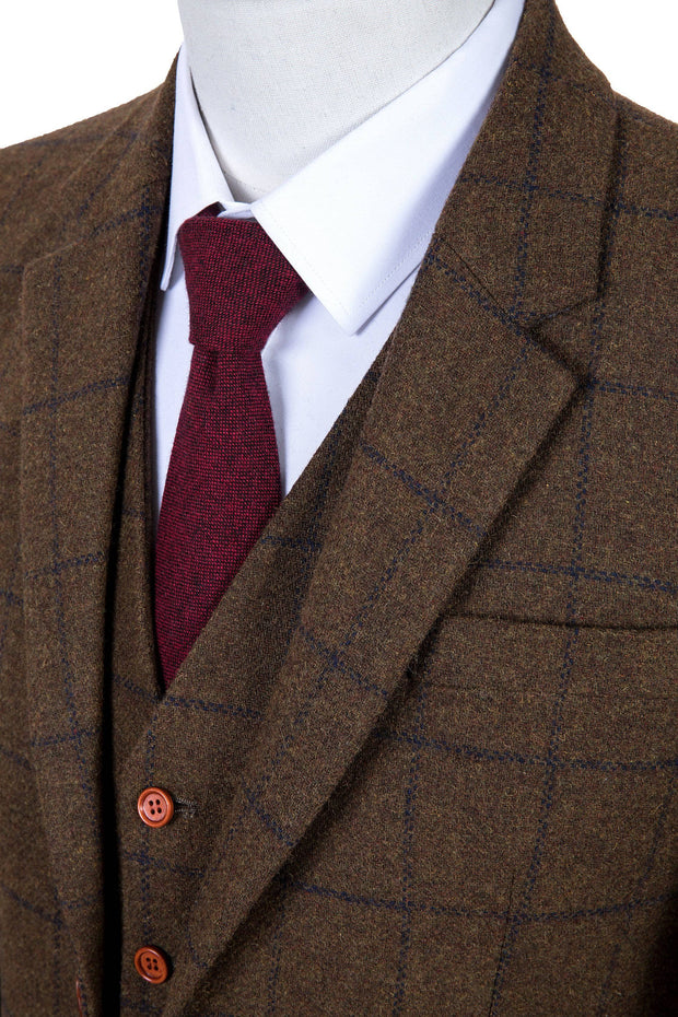 Country Brown Windowpane Tweed 2 Piece Suit – Empire Outlet
