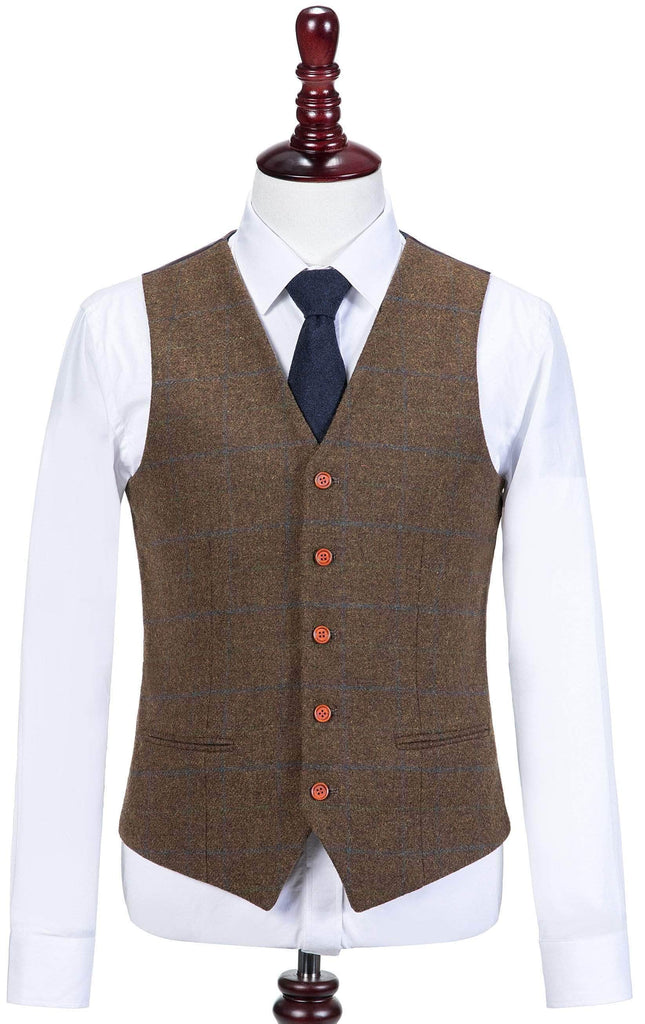 Brown Tattersall Tweed Waistcoat – Empire Outlet