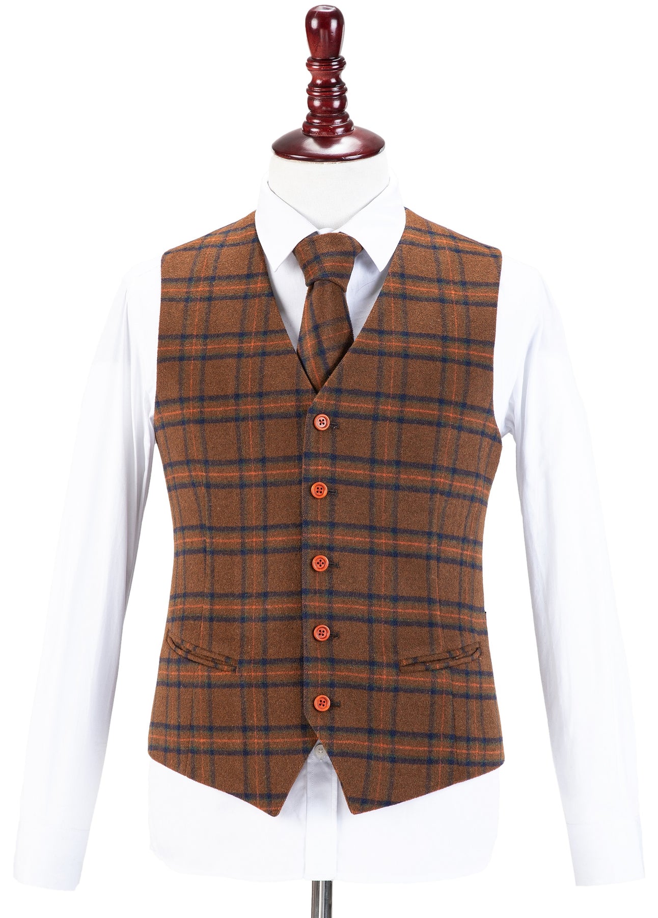 Chestnut Windowpane Plaid Tweed 3 Piece Suit – Empire Outlet