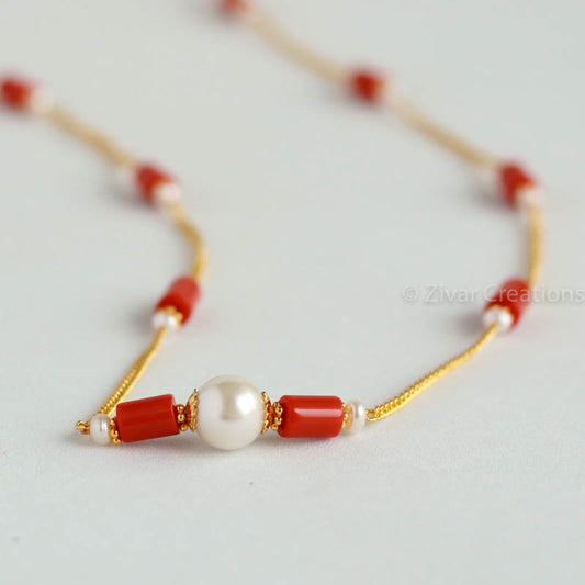 Coral Colour Beads Short Necklace – Zivar Creations