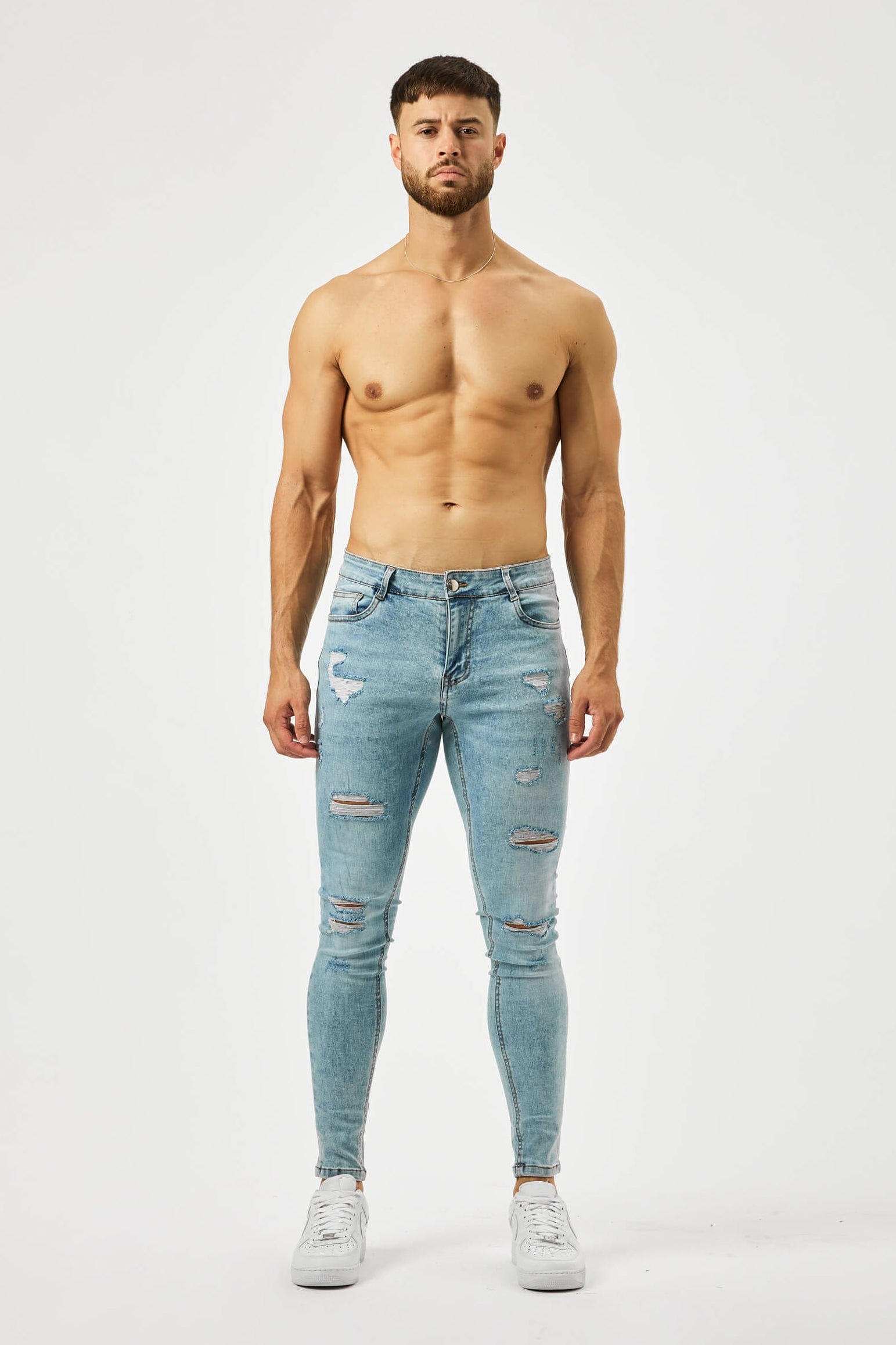 LIGHT WASH SPRAY - ON JEANS - MULTI RIP