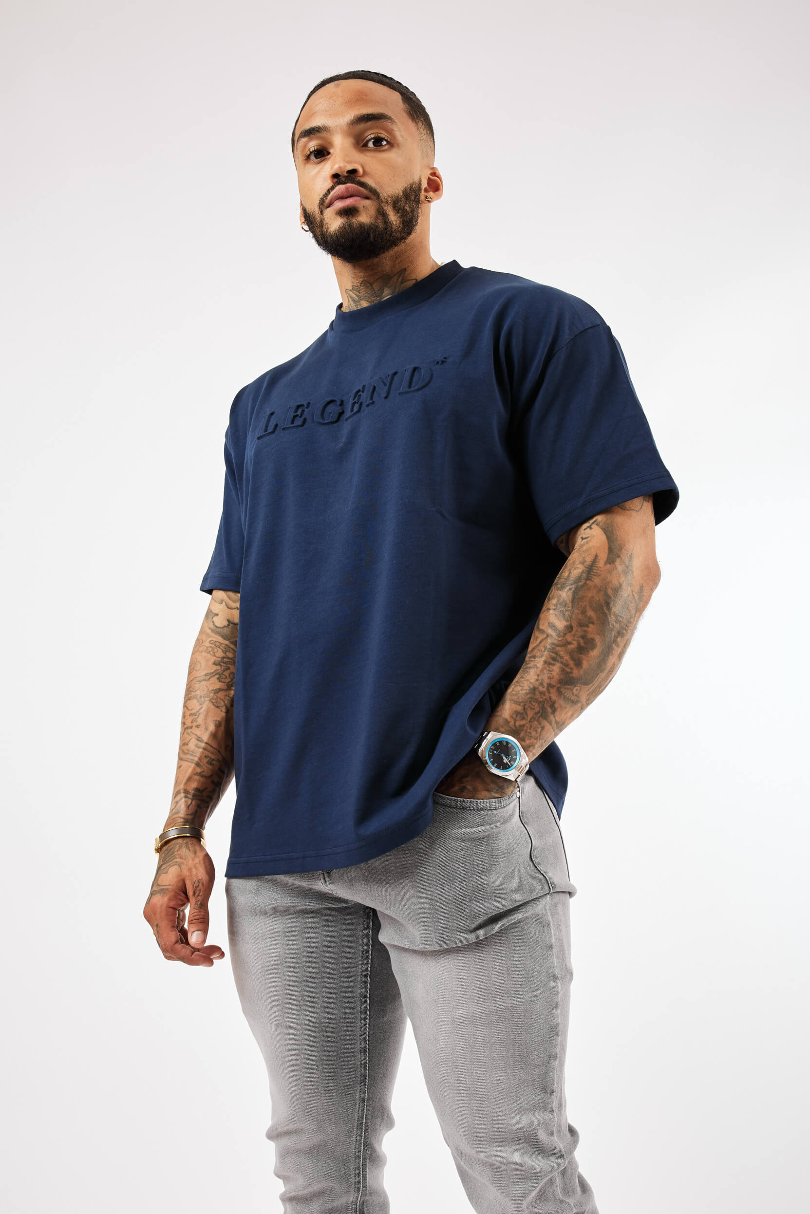 OVERSIZED 3D LOGO T-SHIRT - NAVY