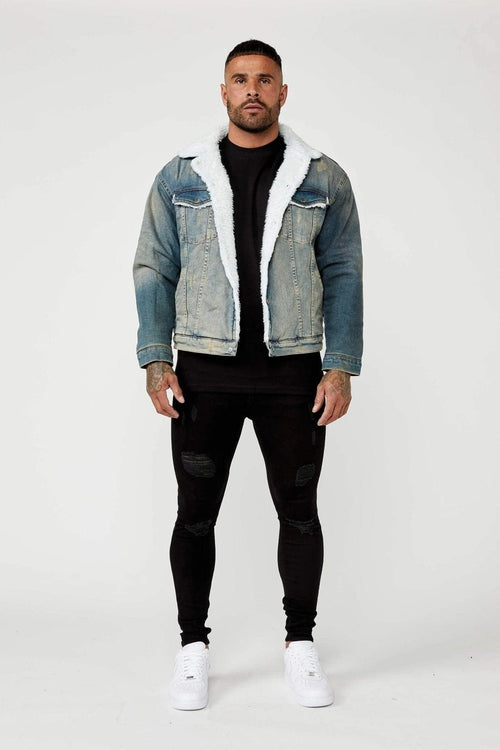 ASOS Asos Denim Jacket with Acid Wash in Purple for Men