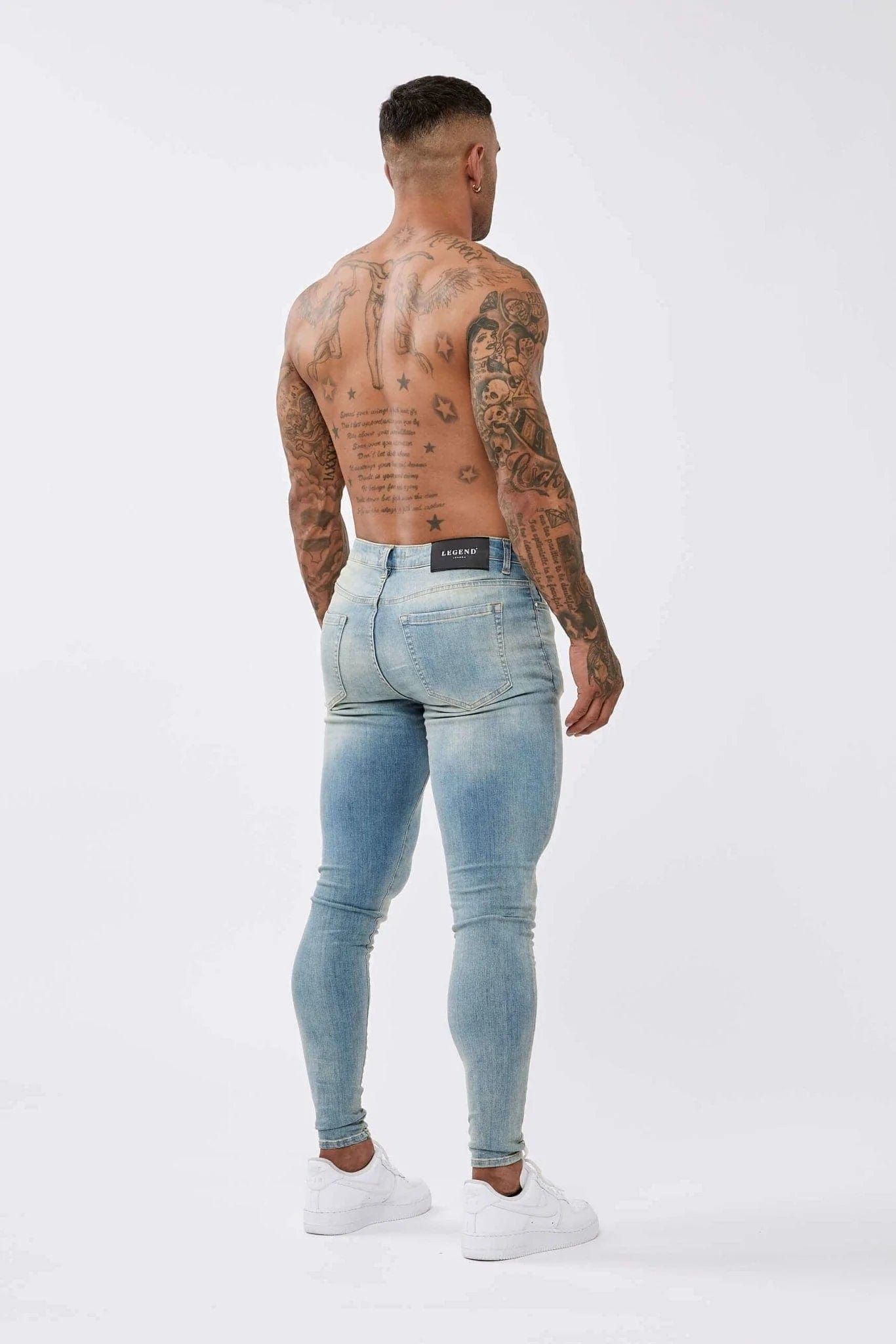 LIGHT WASHED SAND BLUE - SPRAY ON JEANS