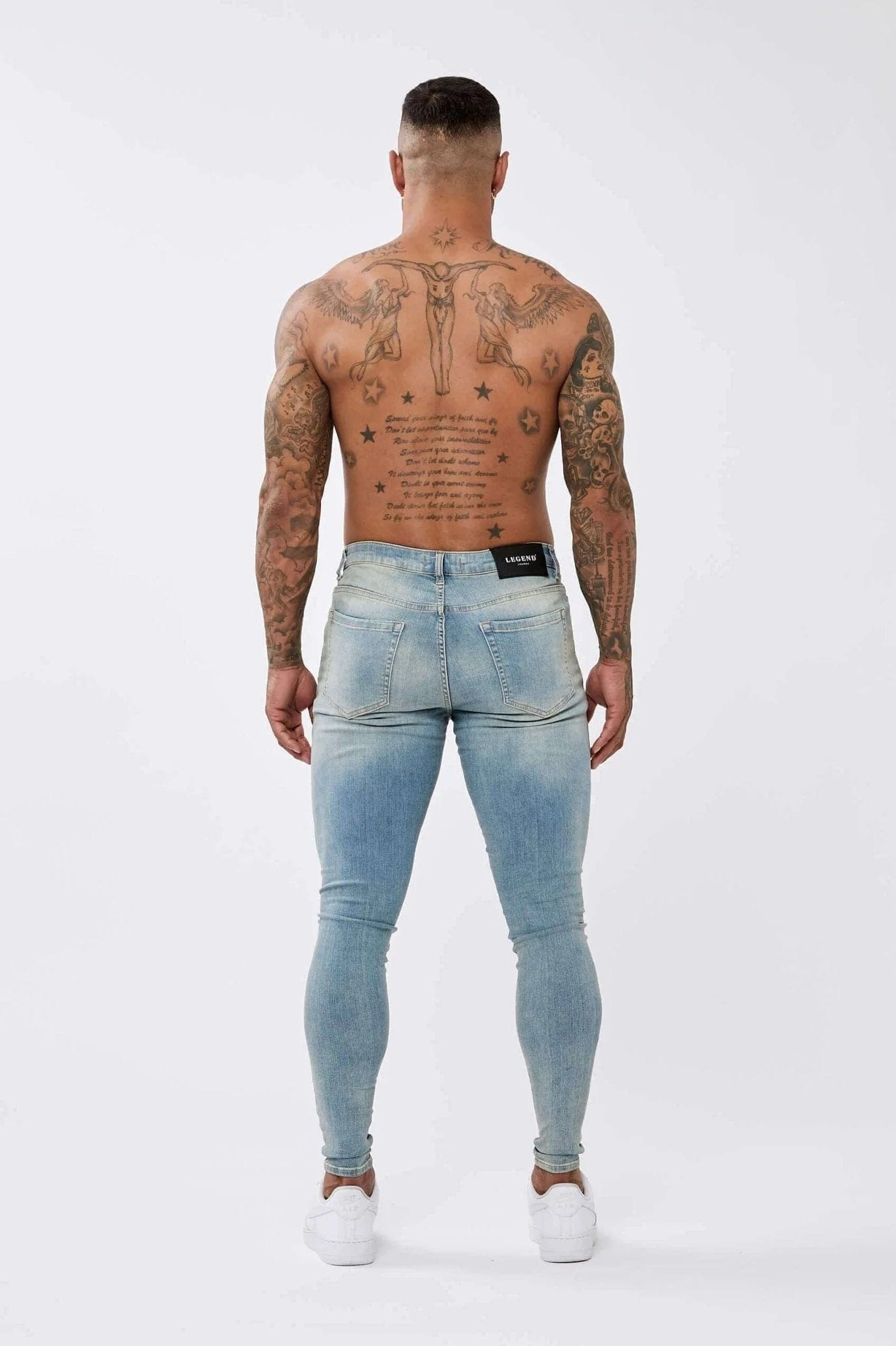 LIGHT WASHED SAND BLUE - SPRAY ON JEANS