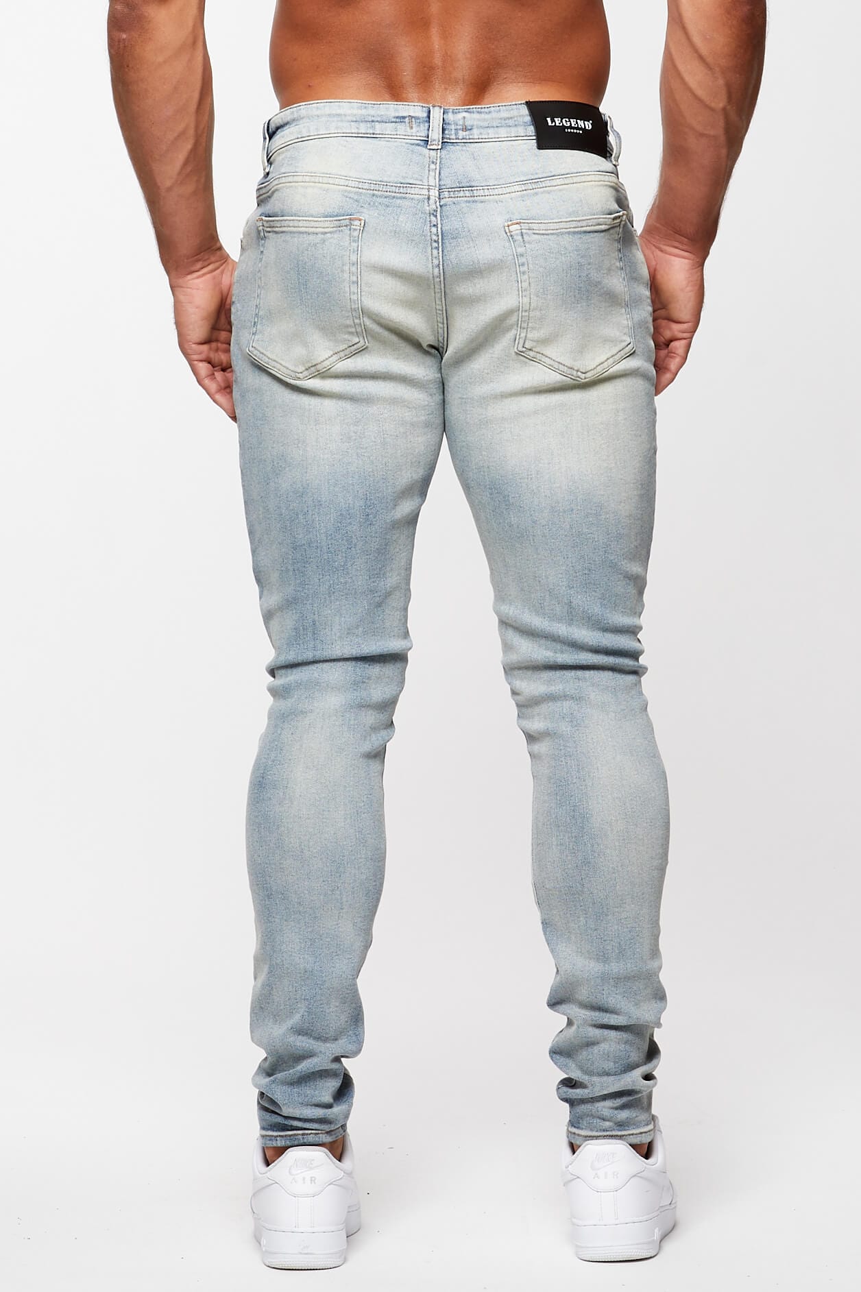 SKINNY FIT JEANS - SAND WASH BLUE OVERDYE