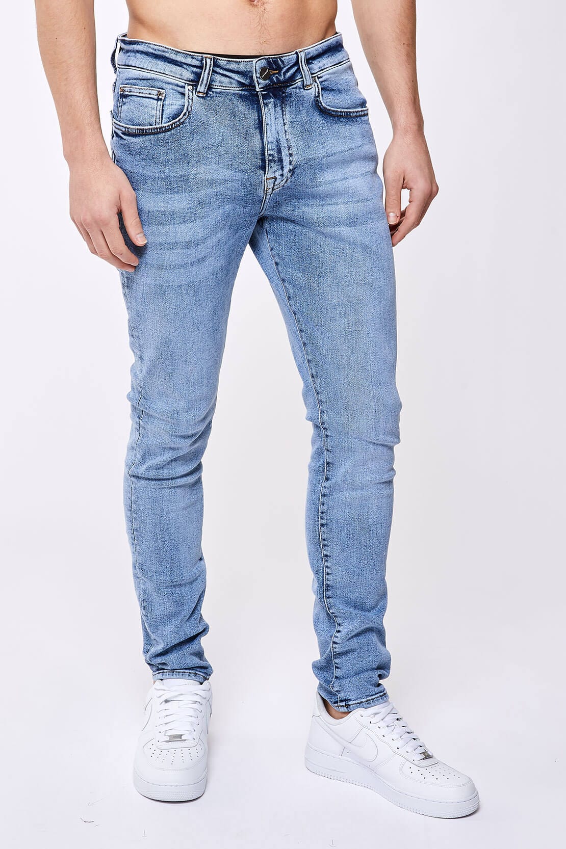 SKINNY FIT JEANS - DARK BLUE OVERDYE – Legend London