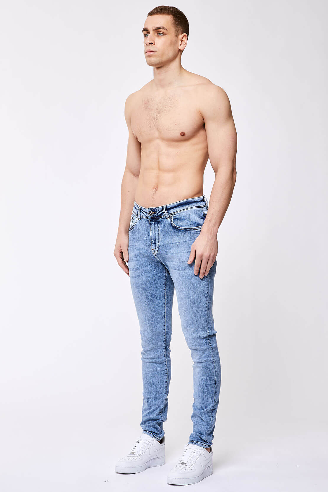 SKINNY FIT JEANS - WASHED INDIGO DENIM