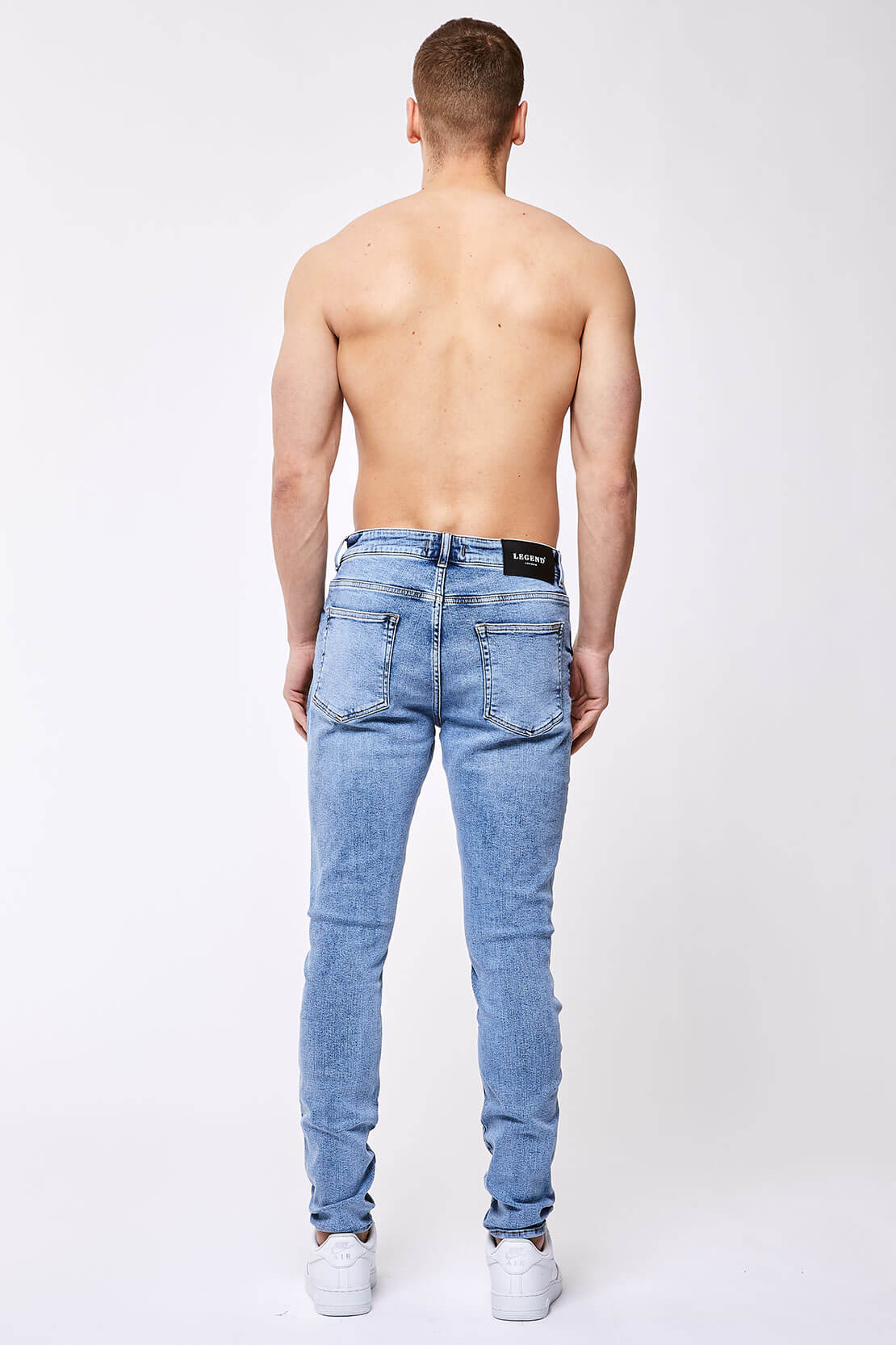 SKINNY FIT JEANS - WASHED INDIGO DENIM