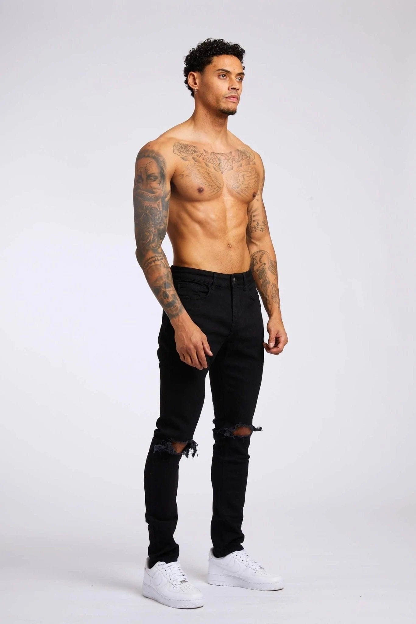 SLIM FIT JEANS 1.0 - BLACK DESTROYED KNEE