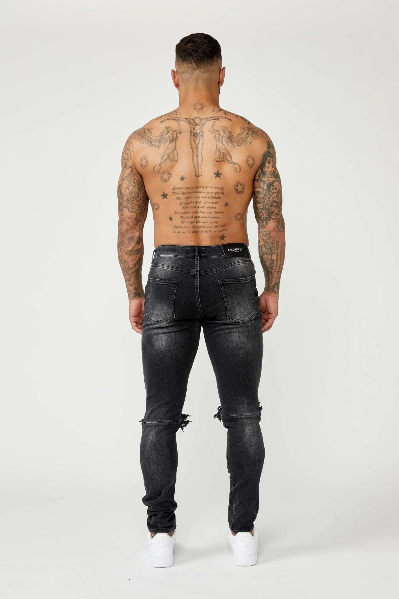 SLIM FIT JEANS 1.0 - GREY WASH DESTROYED KNEE