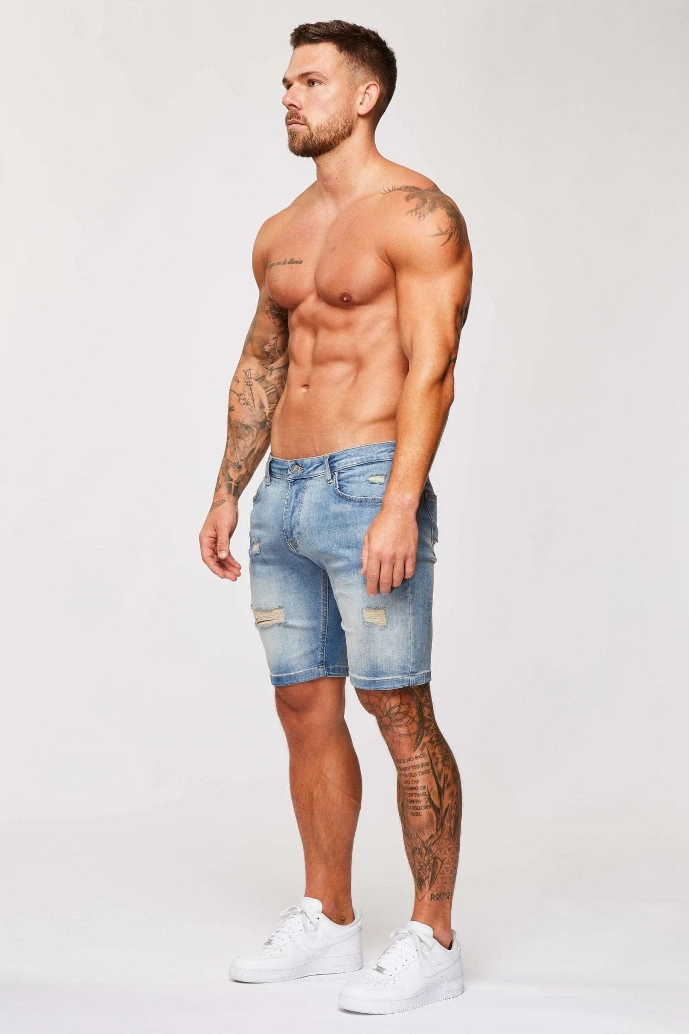 DENIM SHORT - STRONG WASH MID BLUE