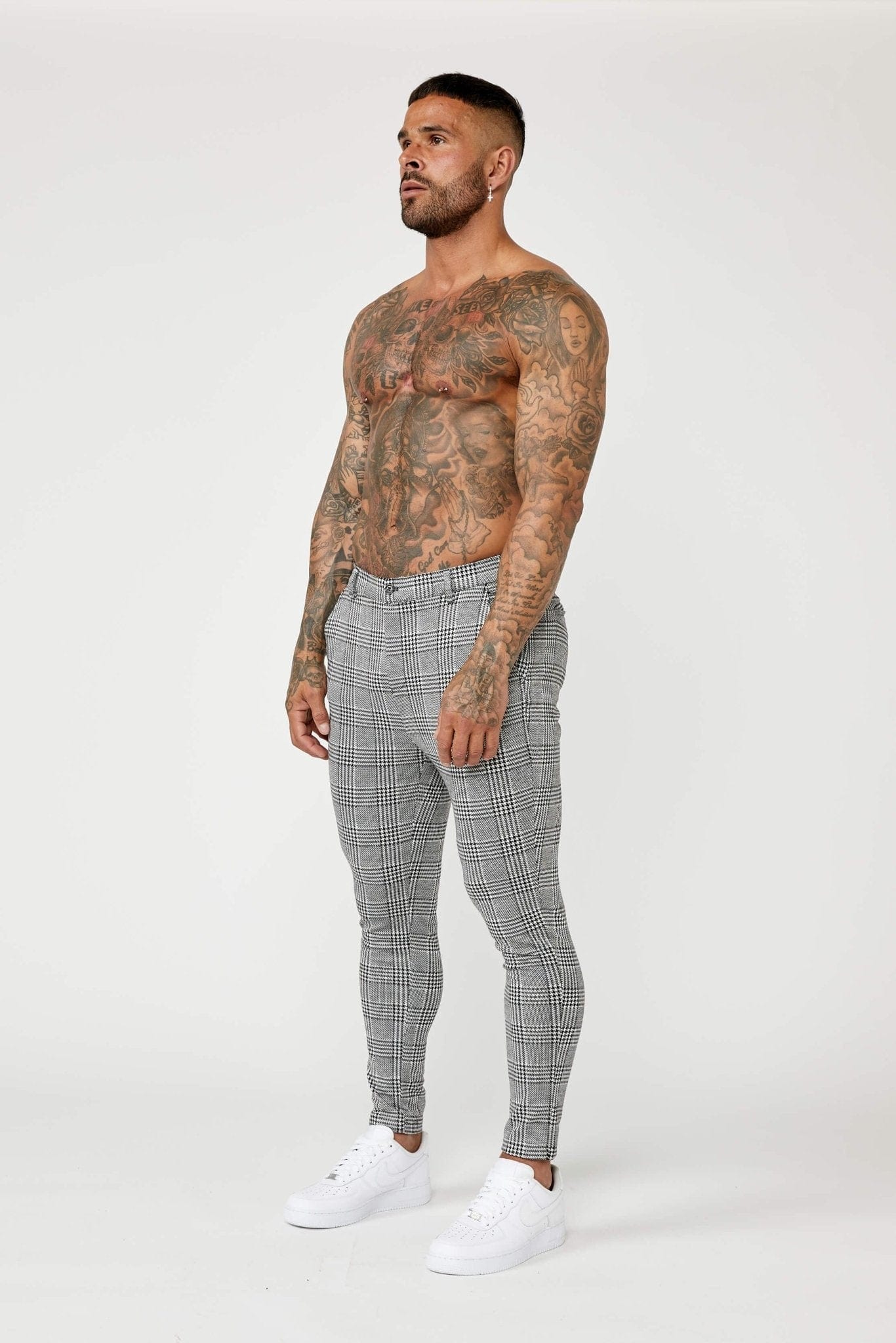 PREMIUM GREY CHECK STRETCH TROUSER