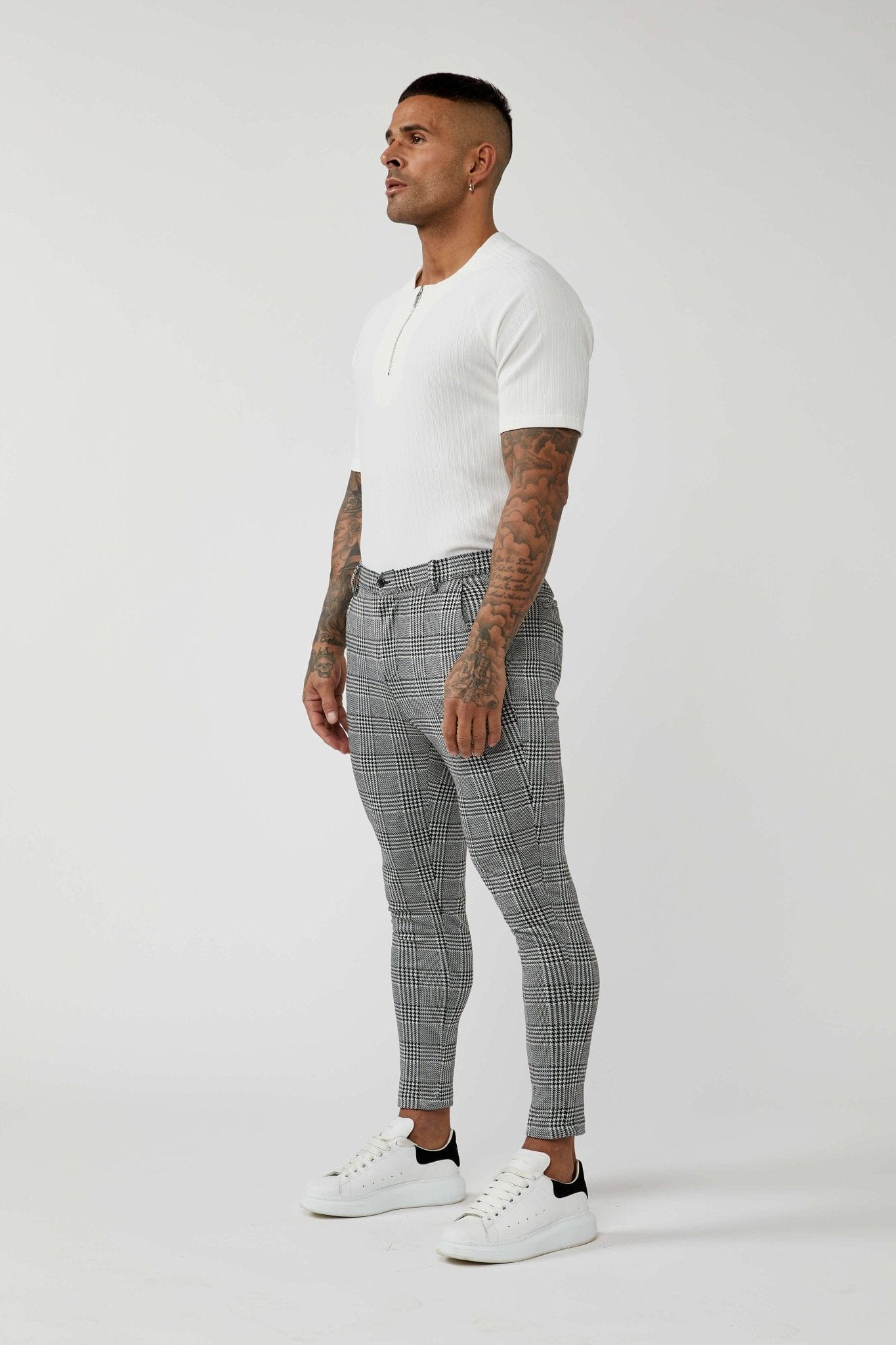 PREMIUM GREY CHECK STRETCH TROUSER