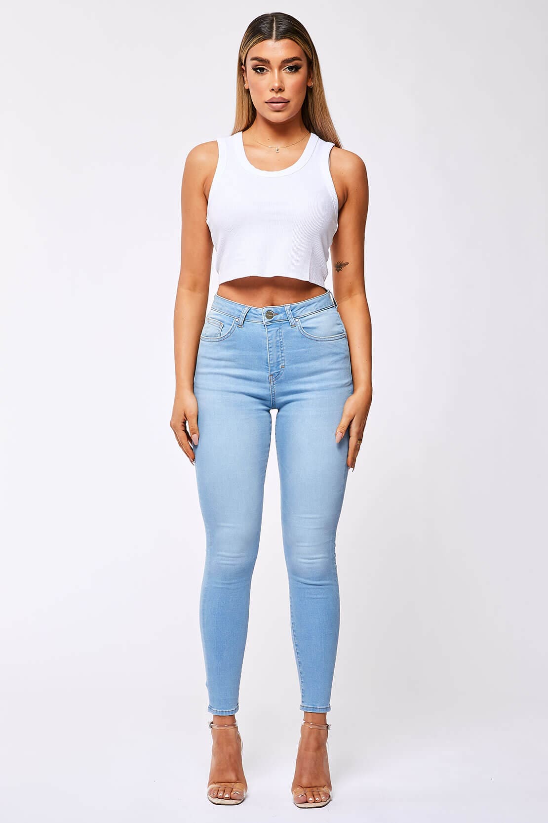 SKINNY JEANS - WASHED PALE BLUE