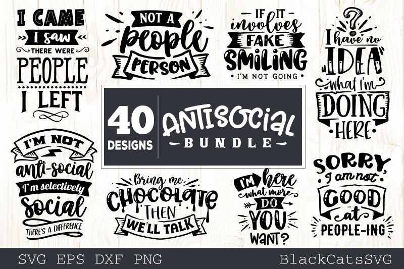 Download Sassy Svg Bundle 40 Designs Antisocial Svg Bundle Blackcatssvg