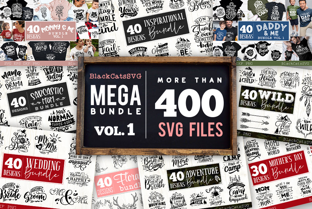Download Mega Bundle 400 Svg Designs Vol 1 Blackcatssvg
