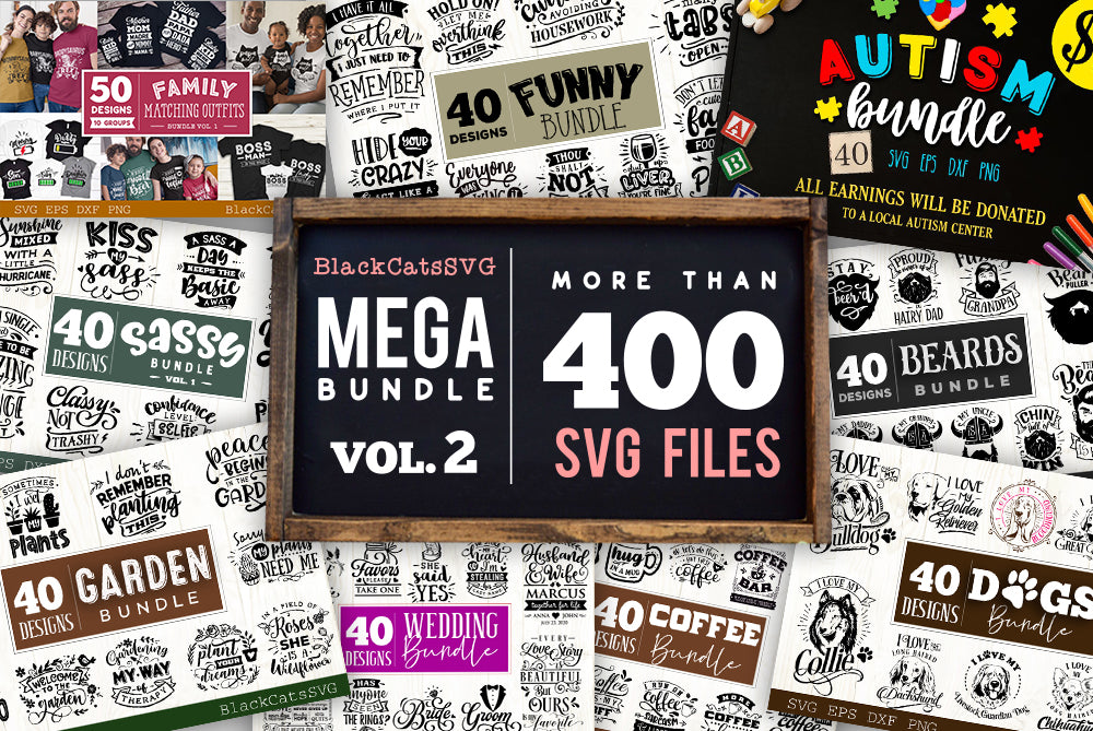 Download Mega Bundle 400 Svg Designs Vol 2 Blackcatssvg