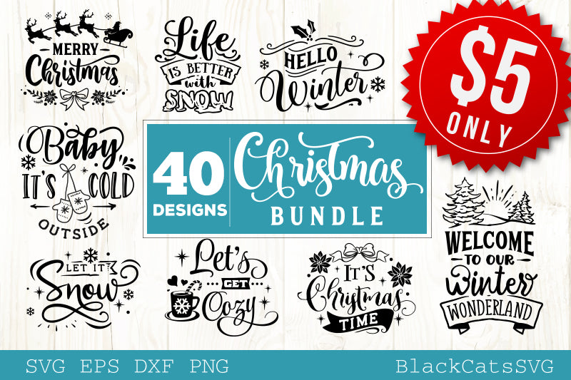 Download Christmas Bundle 40 Svg File Vol 2 Cutting File Clipart In Svg Eps D Blackcatssvg