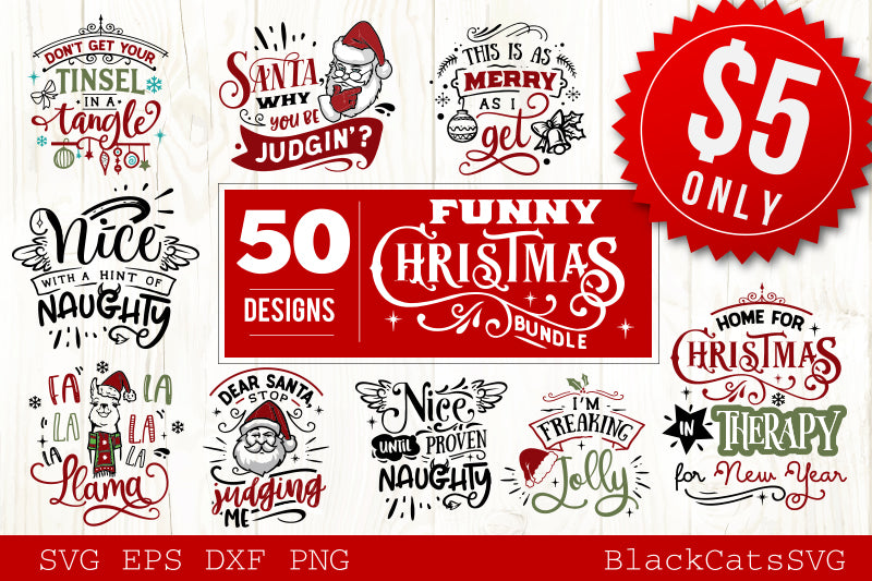 Download Funny Christmas bundle 50 SVG file Cutting File Clipart in ...