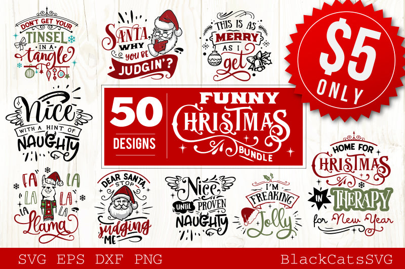 Download Funny Christmas Bundle 50 Svg File Cutting File Clipart In Svg Eps D Blackcatssvg