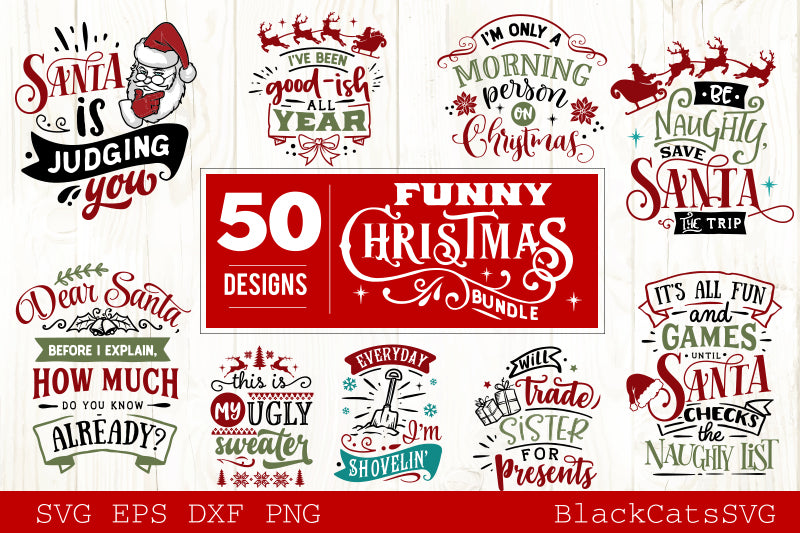 Download Funny Christmas bundle 50 SVG file Cutting File Clipart in ...