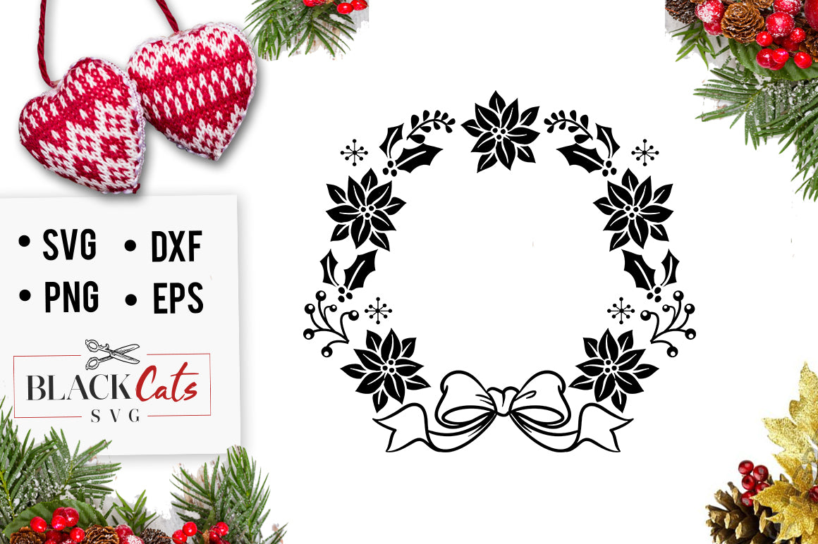 Christmas wreath SVG cutting file - BlackCatsSVG