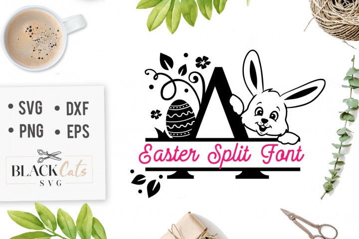 Easter Split Font With Bunny And Easter Egg Svg File Cutting File Cl Blackcatssvg