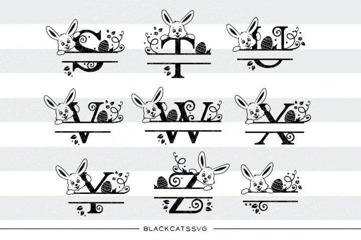 Download Easter Split Font With Bunny And Easter Egg Svg File Cutting File Cl Blackcatssvg