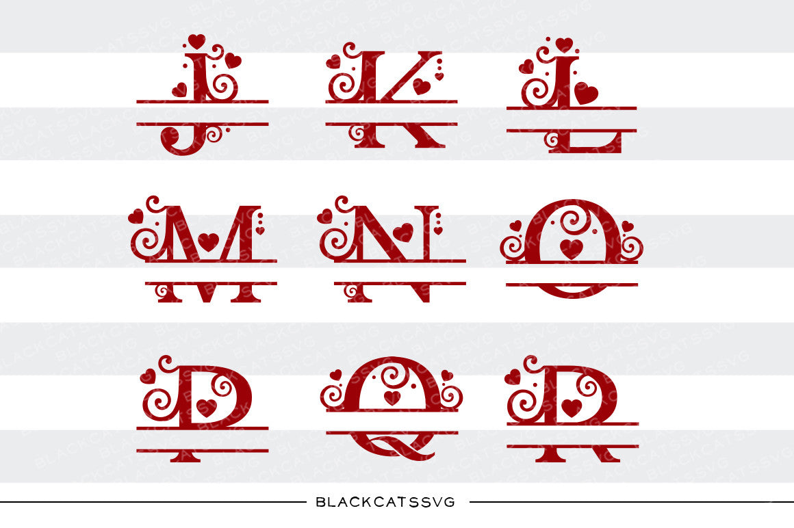 Download Monogram hearts split font Valentine SVG file Cutting File ...