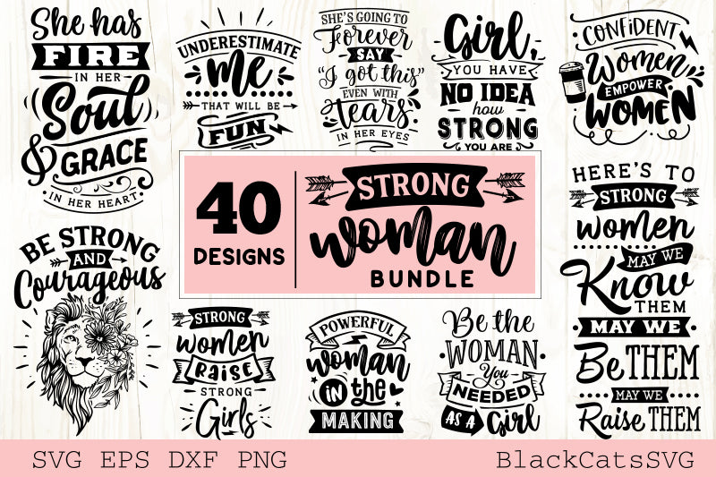 Download Strong Woman Svg Bundle 40 Designs Blackcatssvg
