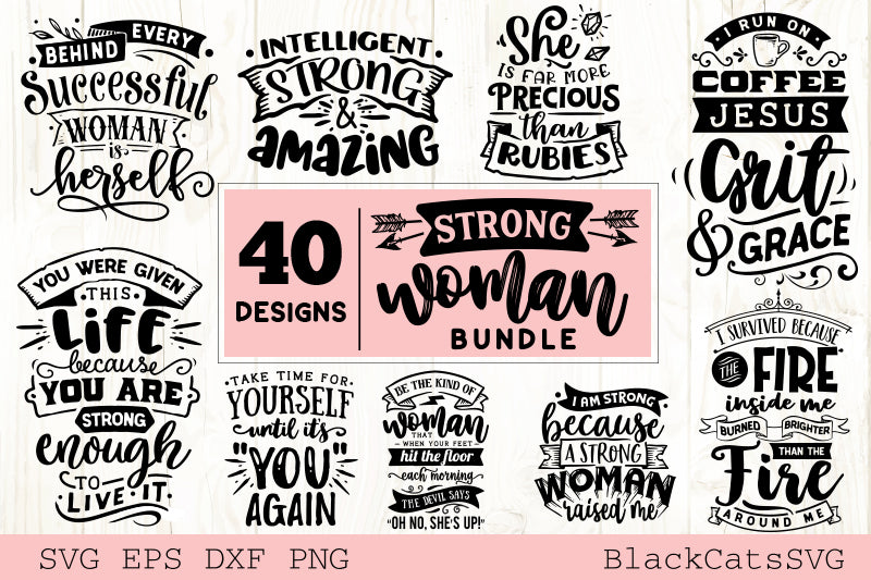 Download Strong Woman Svg Bundle 40 Designs Blackcatssvg