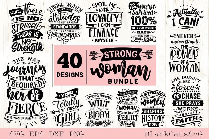 Download Strong Woman Svg Bundle 40 Designs Blackcatssvg