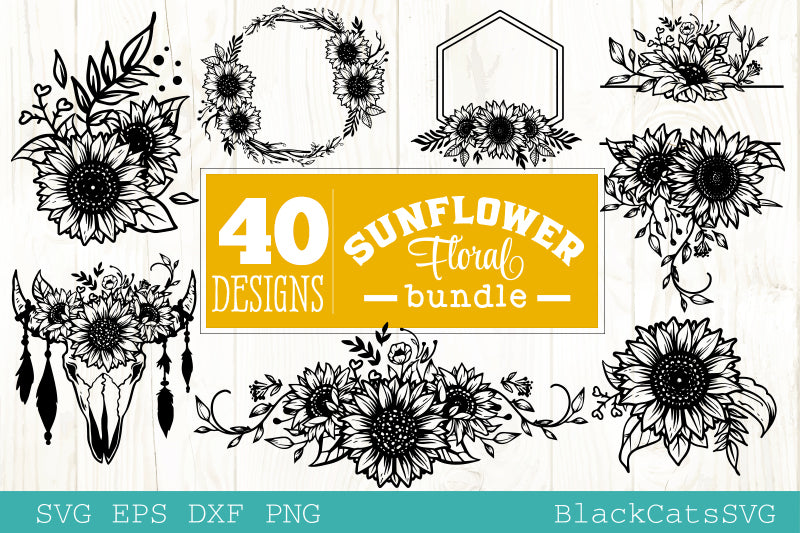 Download Sunflower Frames Svg Bundle 40 Designs Blackcatssvg