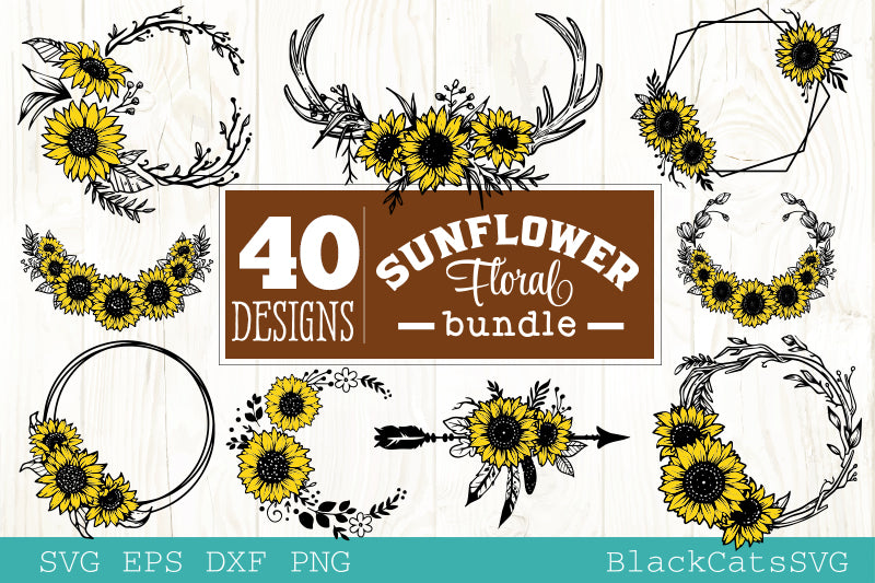 Download Sunflower Frames Svg Bundle 40 Designs Blackcatssvg