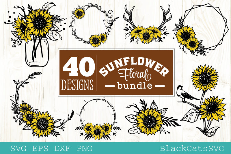 Download Sunflower Frames Svg Bundle 40 Designs Blackcatssvg