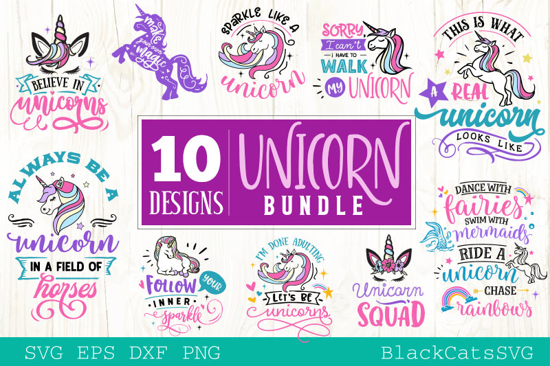 Download Unicorn Bundle SVG file Cutting File Clipart in Svg, Eps, Dxf, Png for - BlackCatsSVG