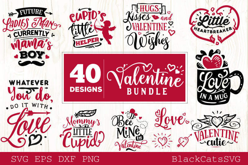 Download Valentines Day SVG bundle 40 designs - BlackCatsSVG
