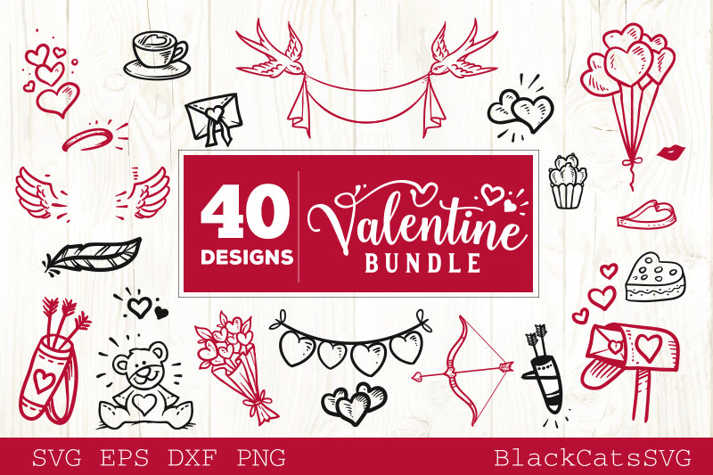 Download Valentines Day SVG bundle 40 designs - BlackCatsSVG