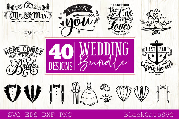 Wedding bundle - 40 SVG file vol 2 Cutting File Clipart in Svg, Eps, D - BlackCatsSVG