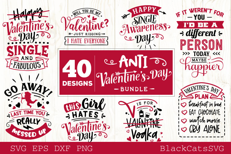 Anti Valentines Day SVG bundle 40 designs – BlackCatsSVG