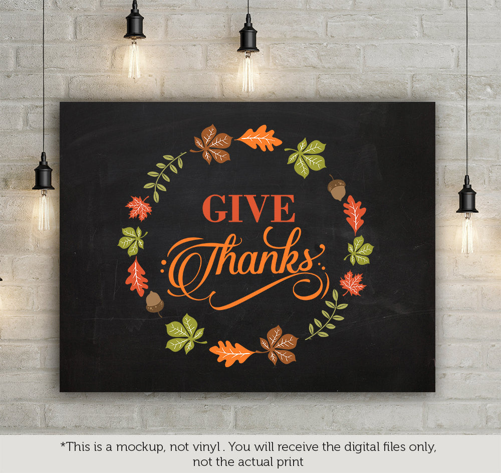 Download Give thanks - leaves frame - SVG file Cutting File Clipart ...