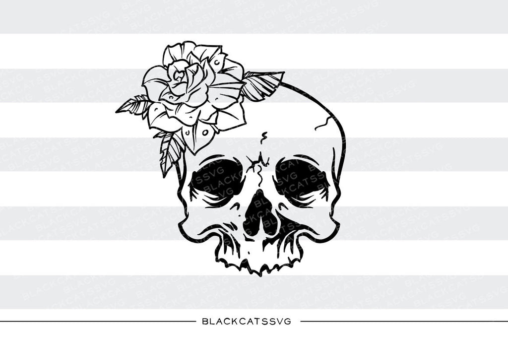 Download Skull And Rose Svg File Cutting File Clipart In Svg Eps Dxf Png F Blackcatssvg SVG, PNG, EPS, DXF File